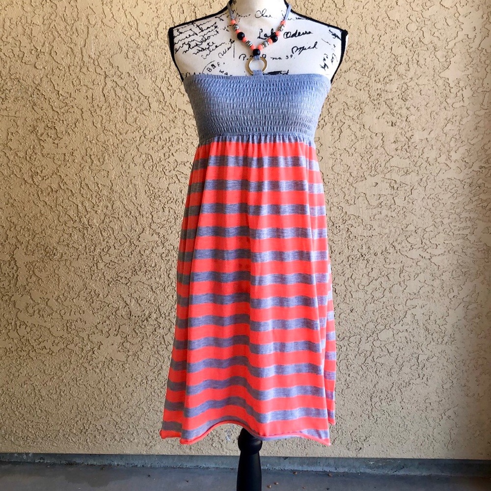 Exist Halter Tie Tube Top Gray & Pink Swim Cover Dress size Small